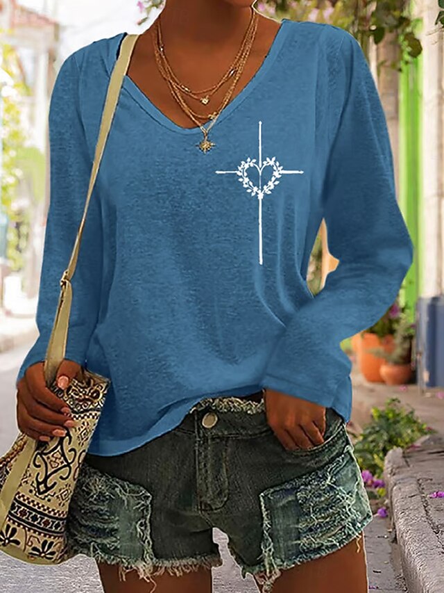 Valentine's Day Women's T Shirt Print Heart Graphic