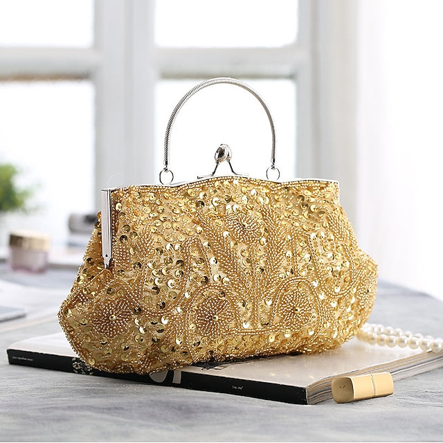 Women's Purse Beaded Vintage Clutch – Evening White