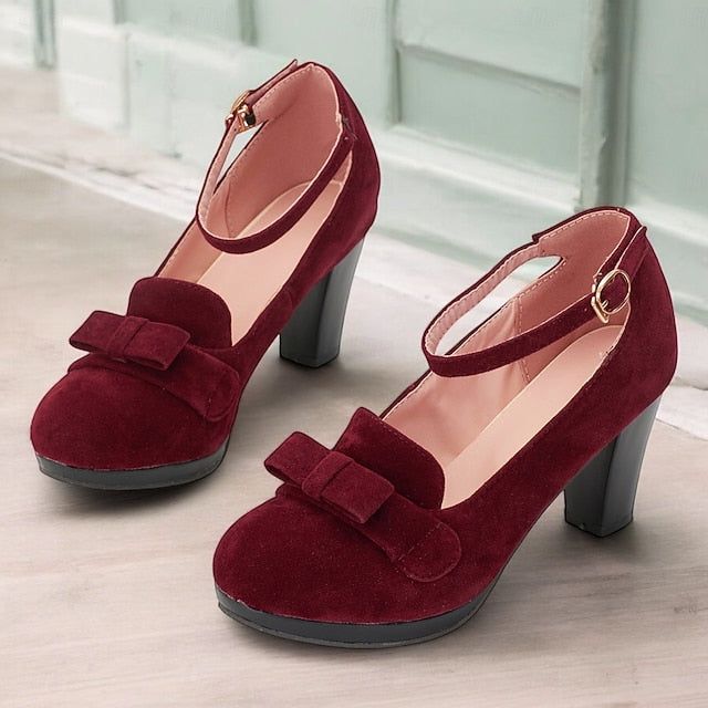 Bow Green Detail - Women's with Suede Jane Mary Heels