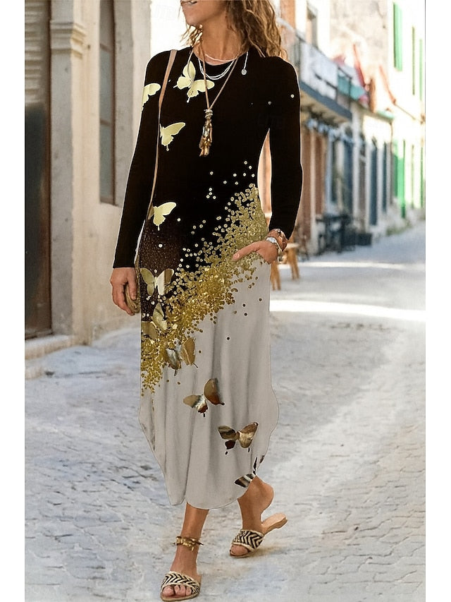 Women's Midi Dress Sheath Dress T Shirt Dress Tee Dress