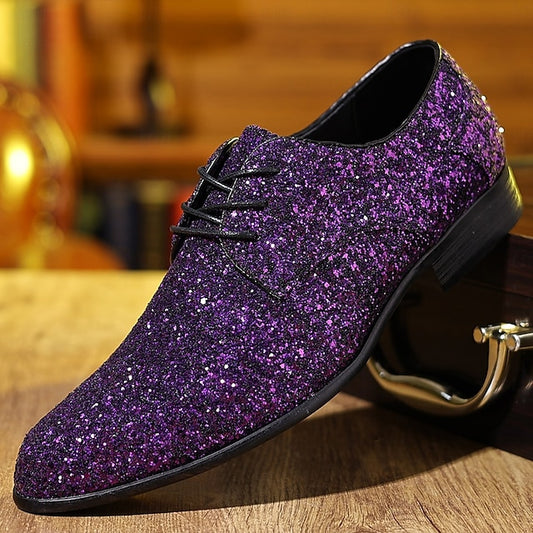 – Statement Party Glitter Lace-up Bold Shoes Purple Men's