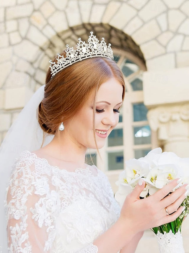 Elegant – Rhinestone and Jewelry Silver Set Women's Tiara