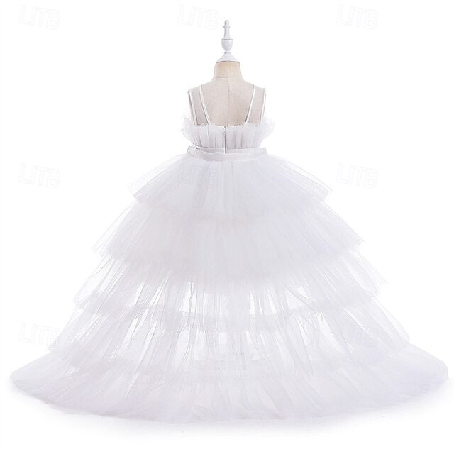 Kids Girls' Dress Color Solid Party Sleeveless Performance