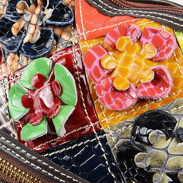 Bag Bohemian Shoulder - Women's Leather Patchwork Colorful