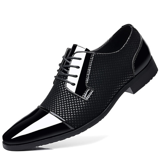 Patent Lace-Up Men's Shoes Formal Leather Faux Black