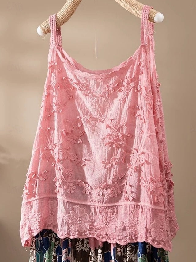 Women's Blouse Lace Tops Camisole Tank Top Lace Embroidered