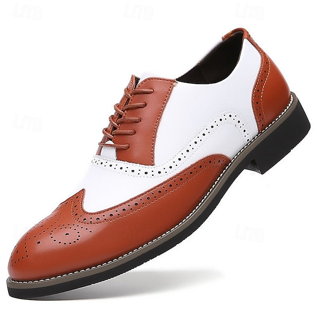 Wingtip Shoes Oxford White Men's Two-Tone Brogue in