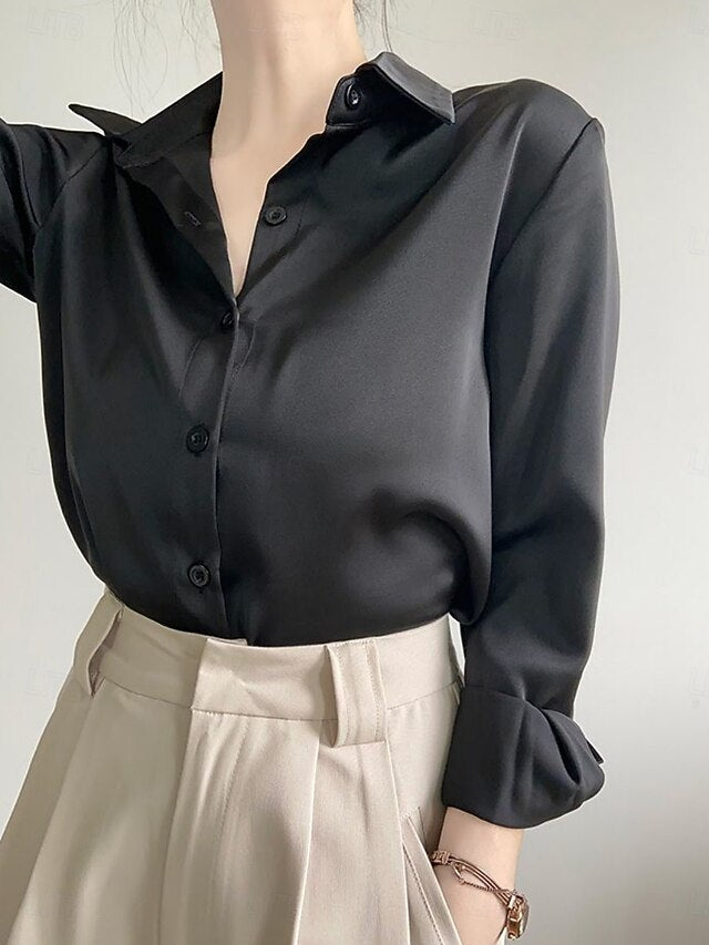 Women's Blouse Buttons Solid Color Elegant Daily Stylish