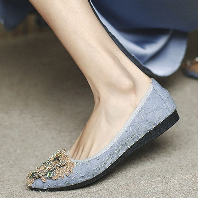 - Crystal Wedding Embellished Women's Foldable Floral Flats