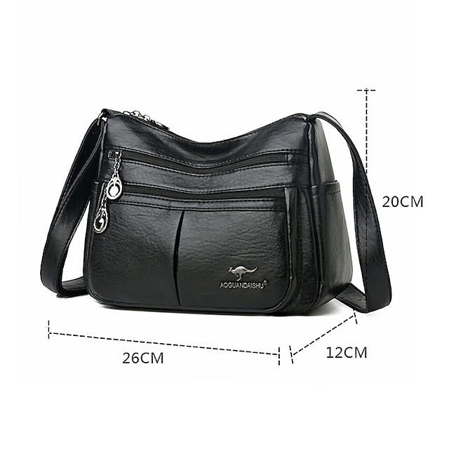 Shoulder Bag Multi-Pocket Faux Leather Crossbody Women's -
