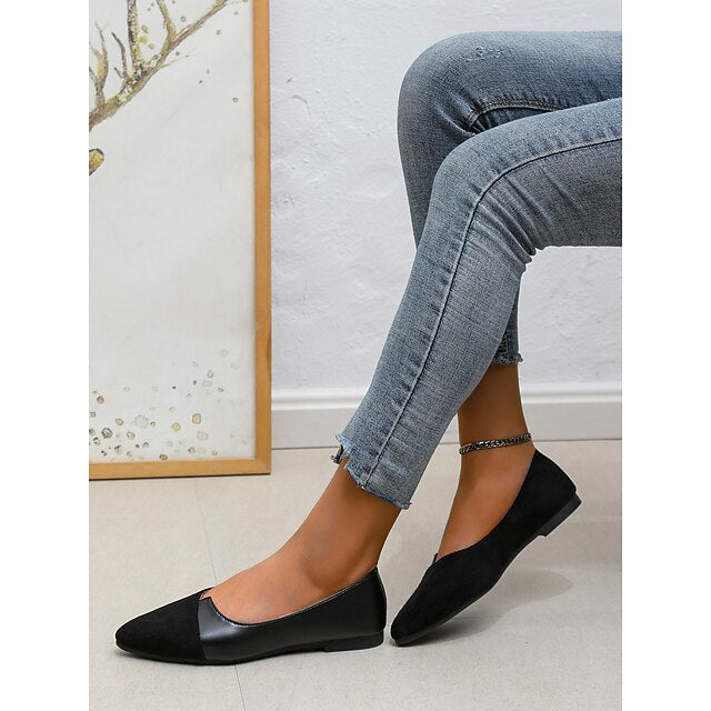 Two-Tone Pointed Women's Toe Elegant – Slip-On Flats