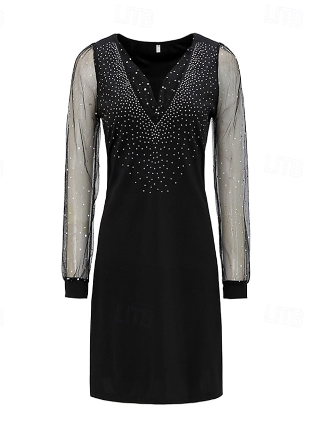 Women's Mini Dress Black Dress Sequin Dress Casual Dress