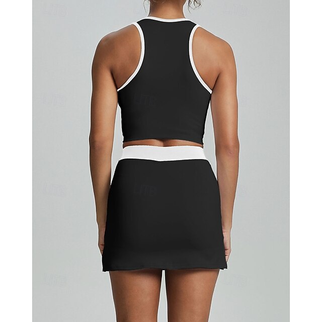 Women's Solid Colored Sports Set Tennis Dress Tennis Shirt