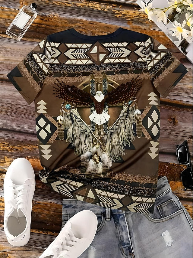 Women's Boho T Shirt  Western T Shirt Graphic Geometric