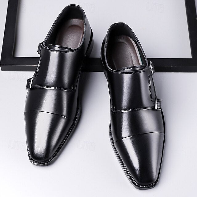 Men's Strap Elegant Double Leather Shoes – Monk