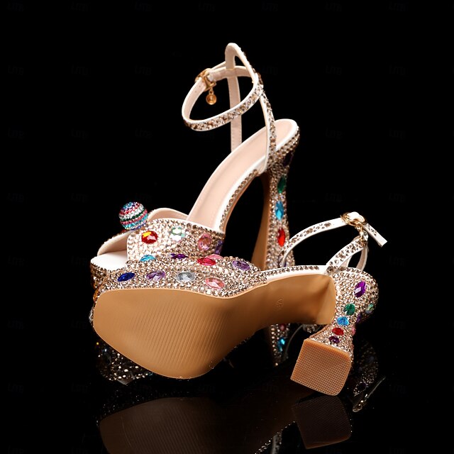 Women's Platform Sandals Rhinestone Colorful – Sparkly