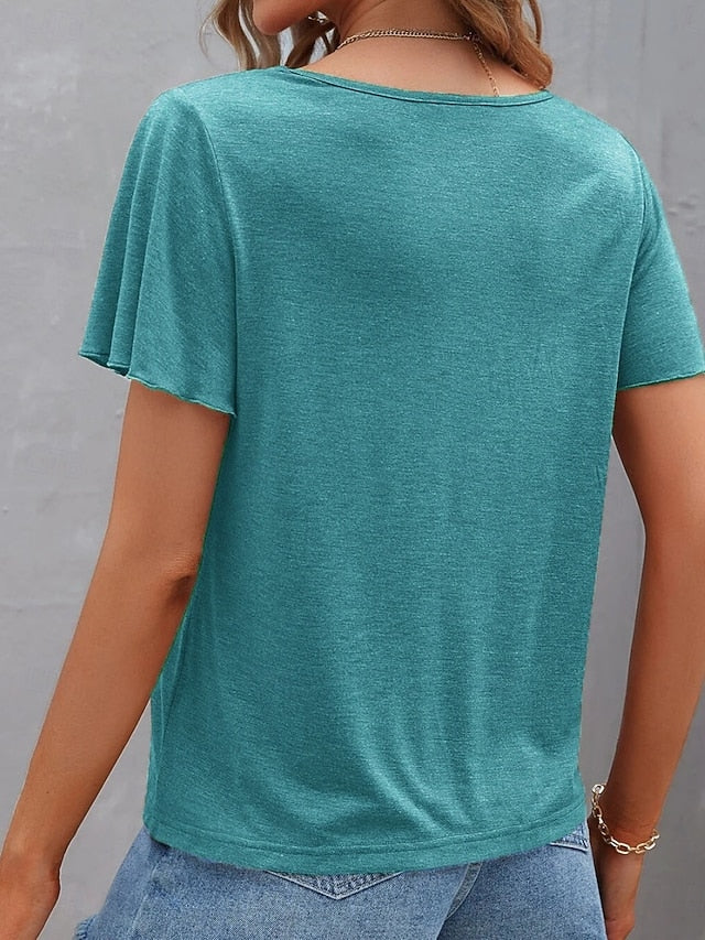 Women's T Shirt Tee Top Criss-Cross Hollow Out Plain