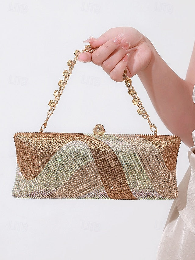 Chain Clutch Evening Crystal Bag Strap with Women's