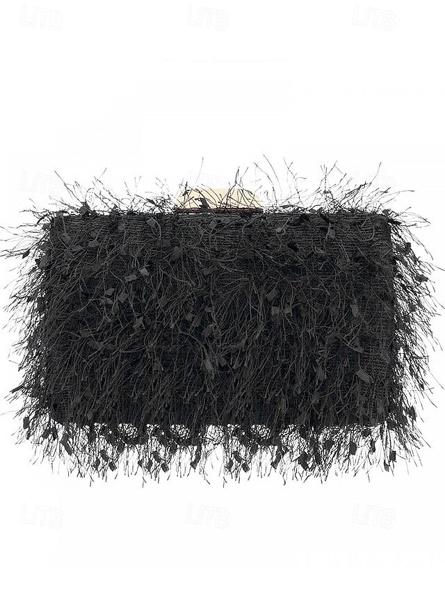 Chain Feathered Clutch Women's Strap with Evening Chic