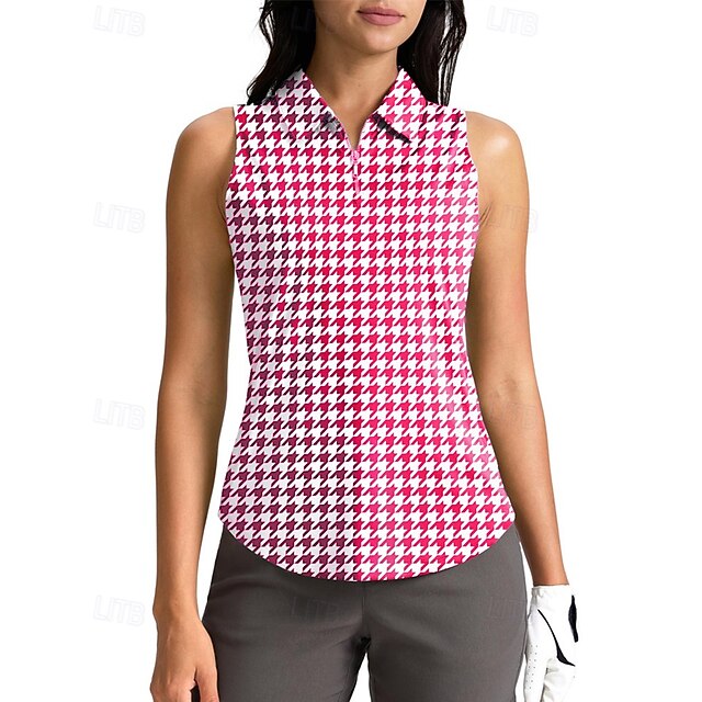 Women's Houndstooth Sport Shirt Golf Polo Shirt Tennis