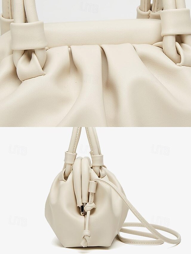 Elegant Women's Handbag Closure Cream Drawstring with –