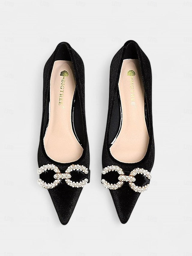 - Pumps Heel Women's Kitten with Bow Pearl Burgundy Velvet