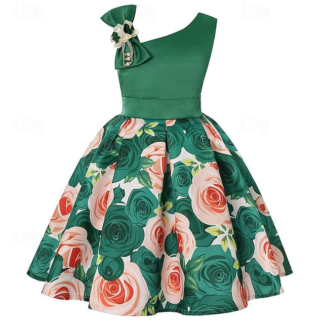 Girls' Easter Dress 3D Summer Sleeveless Flower Party
