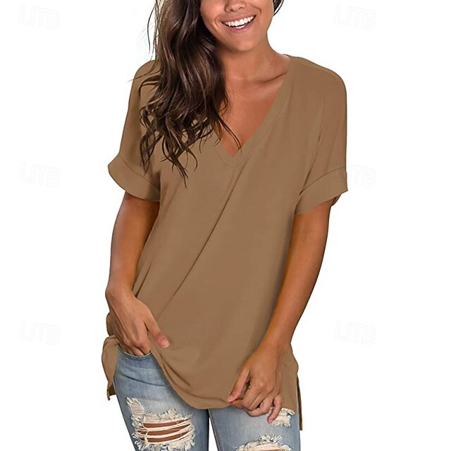 Women's T Shirt Tee Top Solid Color Graphic Plain Fashion