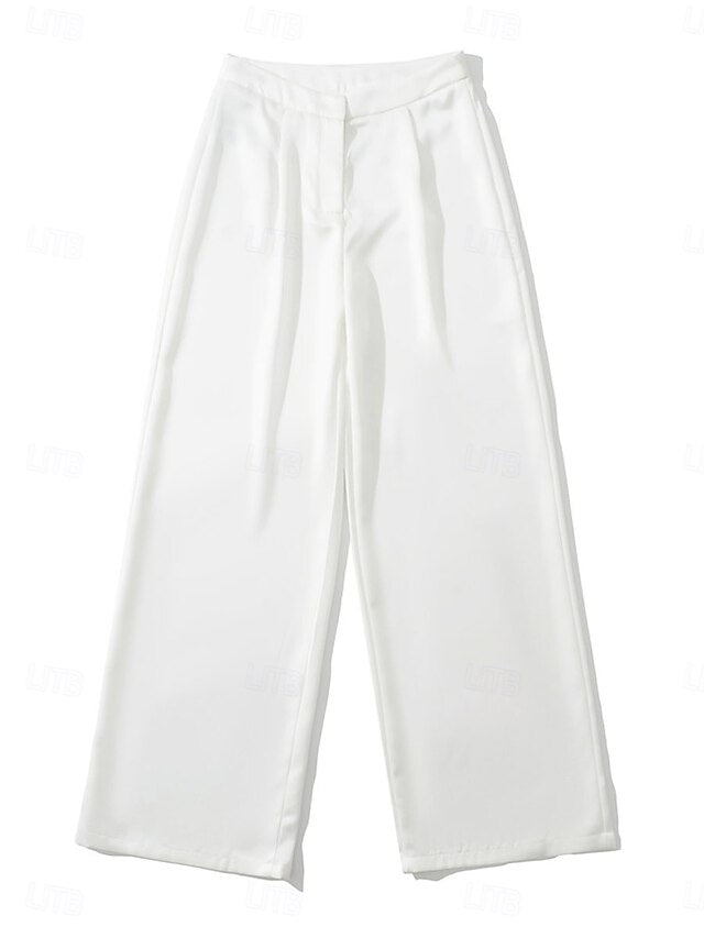 Women's Wide Leg Chinos Straight Elegant Vacation Vintage