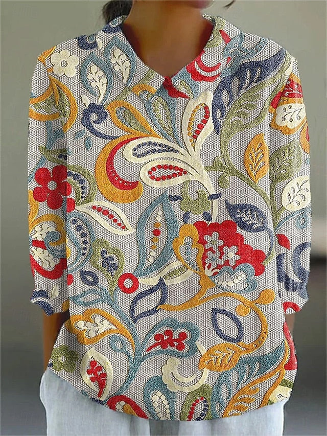 Women's Blouse Buttons Print Ombre Graphic Geometric