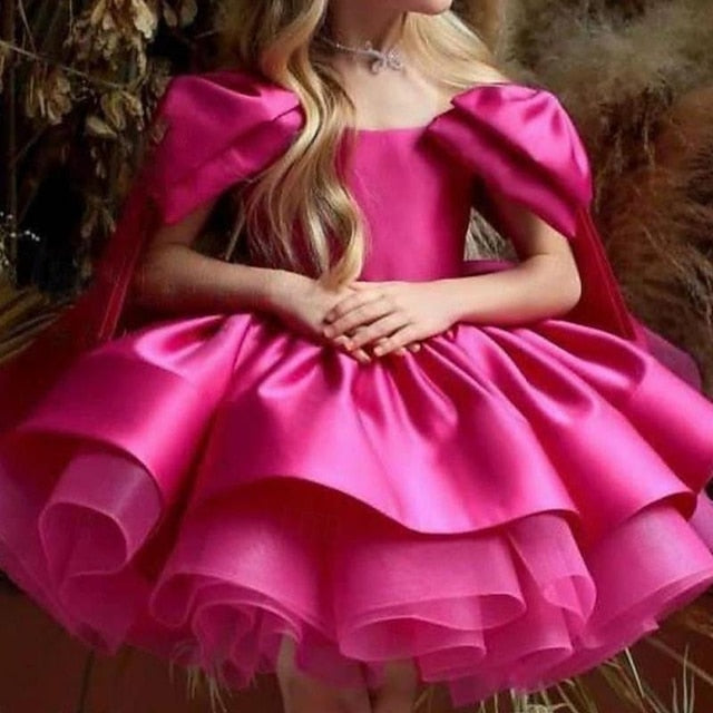 Dress Solid Party Girls' Flower Girl Kids Color