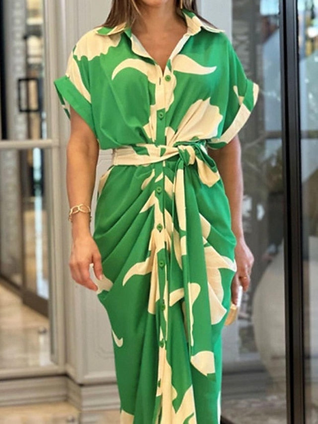 Women's T Shirt Dress Summer Dress Print Dress Floral Leaf