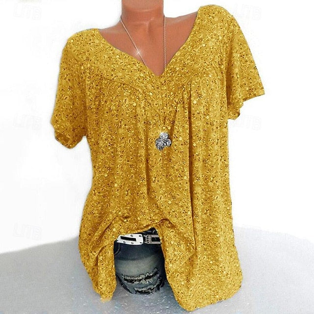 Women's Shirt Blouse Stylish Modern Floral Print Short