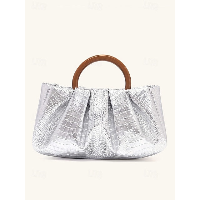 Pleated Bag Leather Faux Clutch Women's Acrylic Tote with