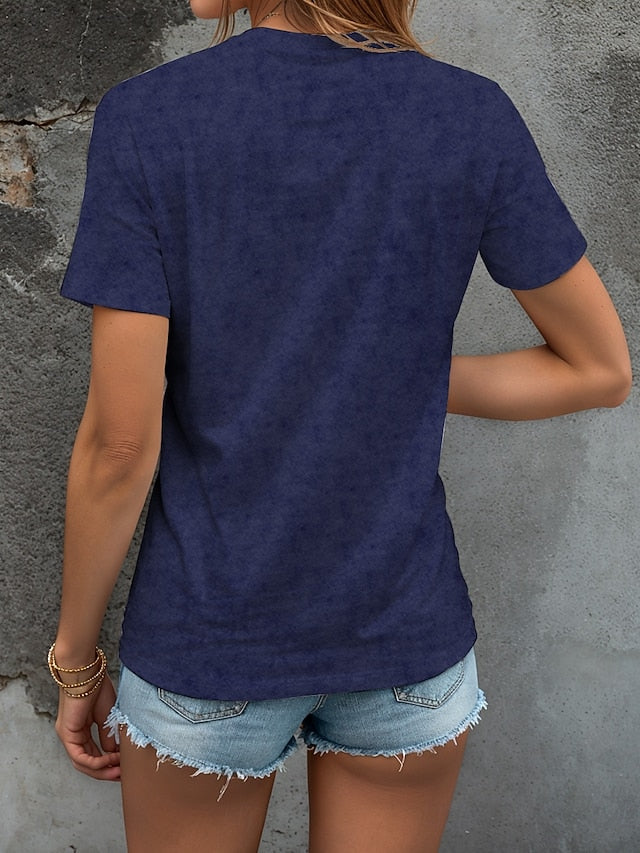 Independence Day Women's T Shirt Graphic Flag Letter Casual