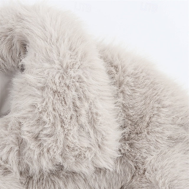 Fur Comfortable Warm  Women's Coat Faux Buttons Furs