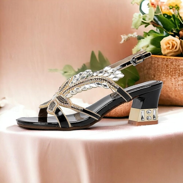 Sandals Shoes Round Toe Wedding Rhinestone Women's Party