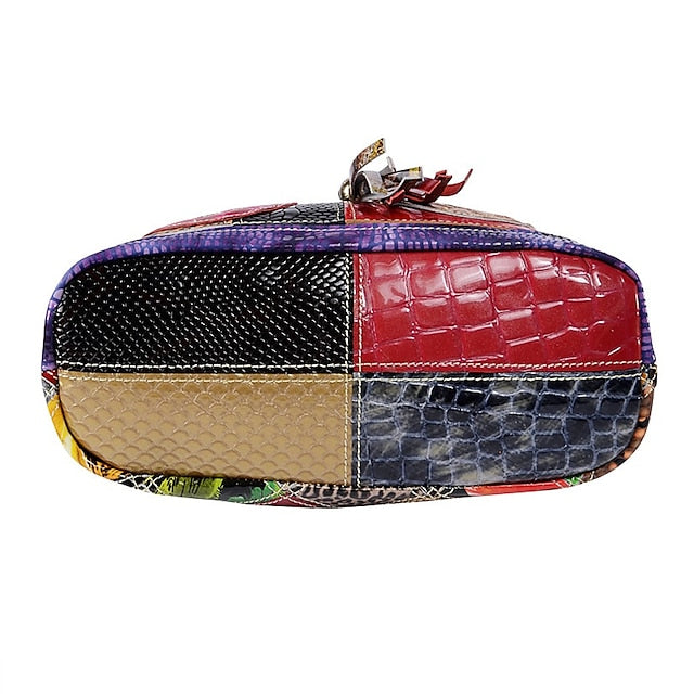 Bag Bohemian Shoulder - Women's Leather Patchwork Colorful