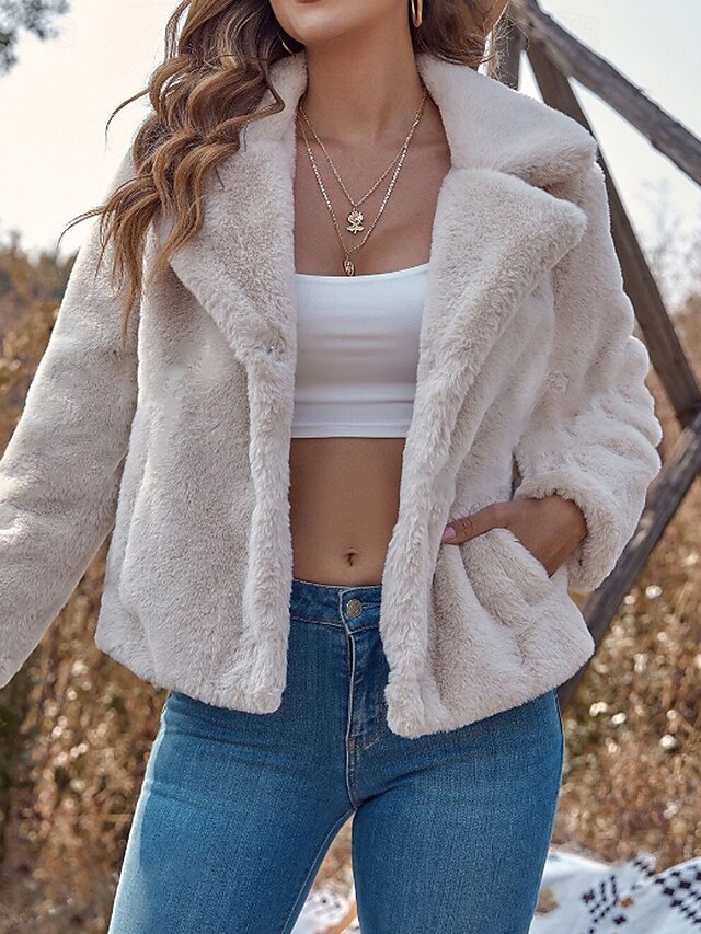 Coat Pocket Fur Warm Women's Teddy Comfortable Faux