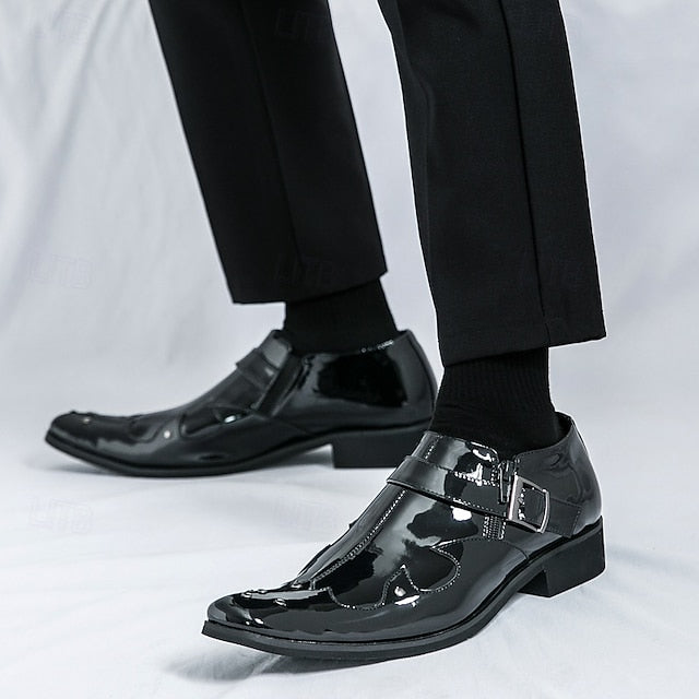 Strap Shoes Leather Men's – Formal Monk Black