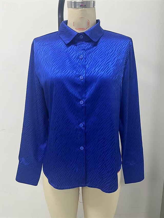 Women's Shirt Elegant Satin Top Summer Tops Ruched Buttons