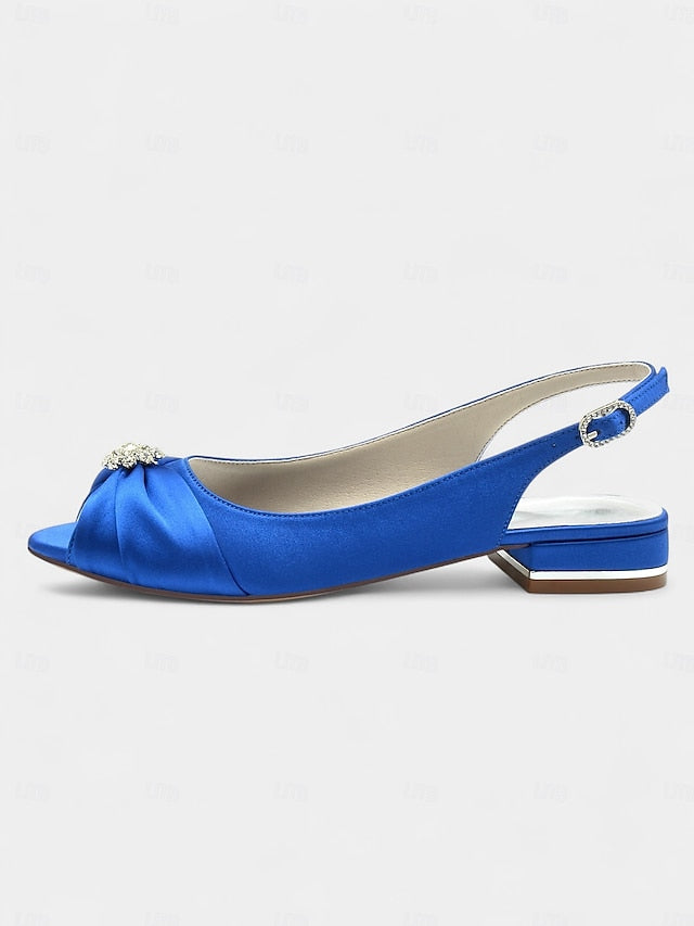 Satin Heels Crystal Wedding Women's Slingback with