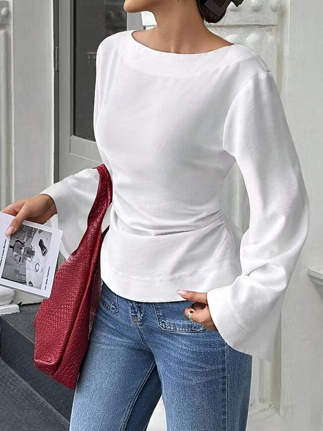 Women's T Shirt Tunic Solid Color Stylish Casual Long