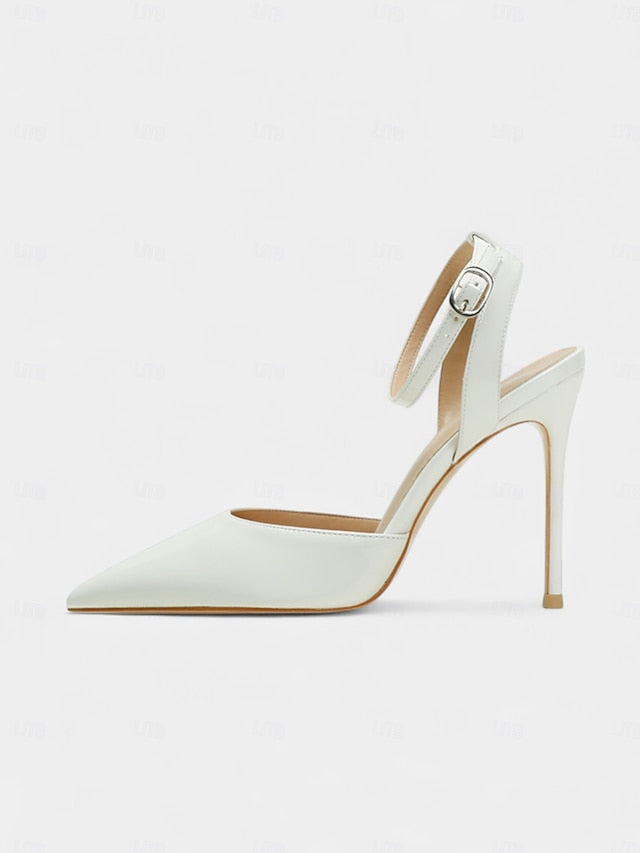 Stiletto Leather Heels Patent Nude Women's Slingback -
