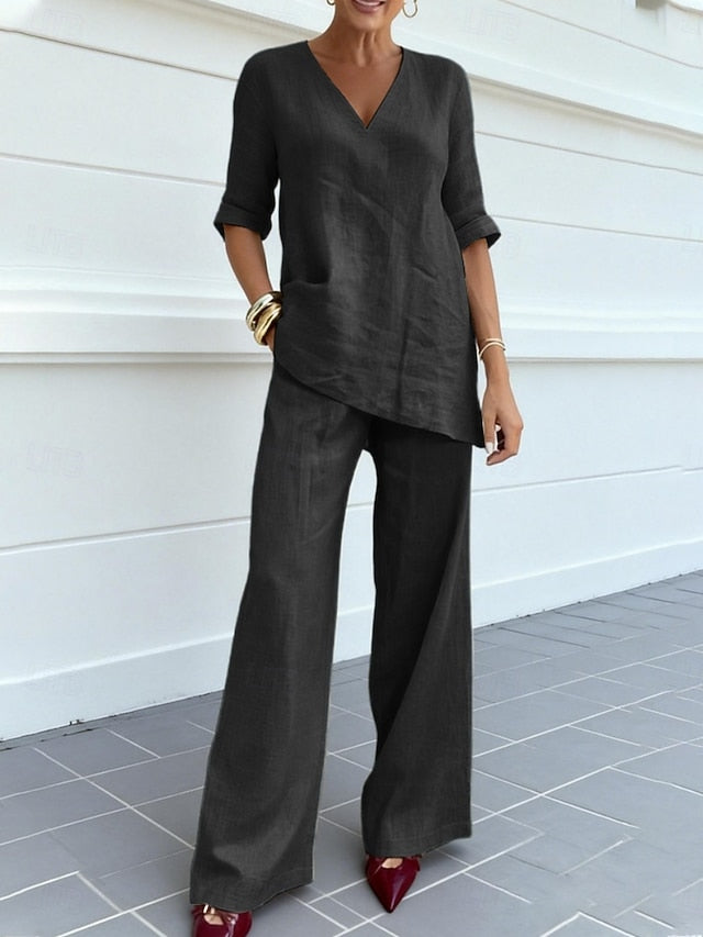 Women's Two Piece Sets Pants Sets Bolero Top Half Sleeve V