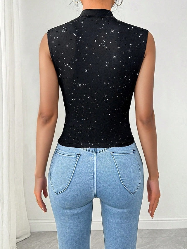 Women's Blouse Sequin Tops Sequins Plain Active Vintage