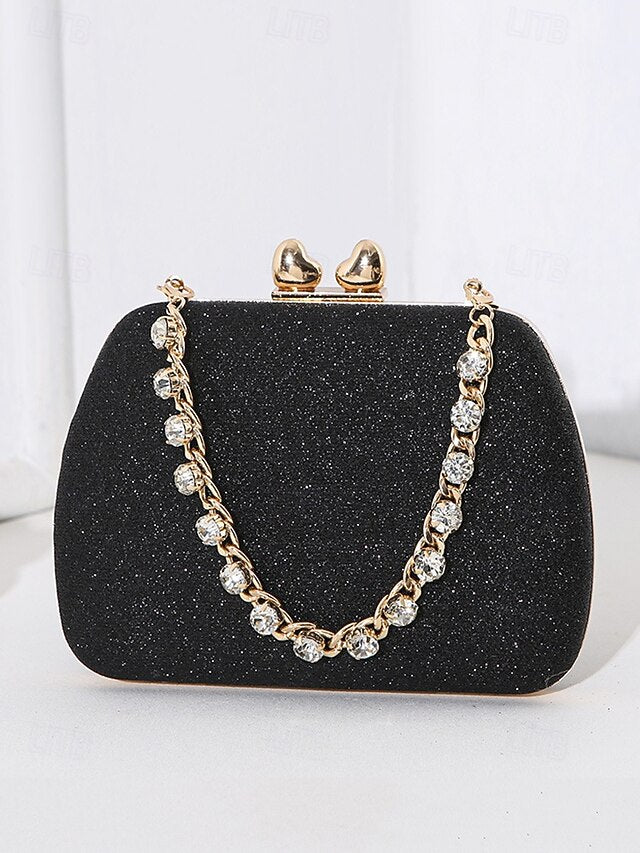 Evening Sage Green Clutch Women's with Glitter Rhinestone