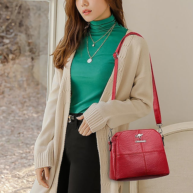 Minimalist Red Women's Leather Small – Faux Bag Crossbody