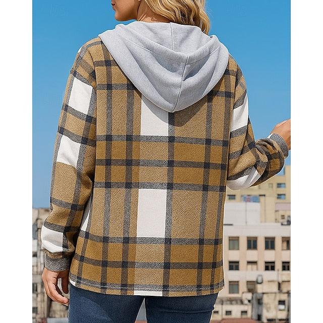 Women's Hoodie Jacket Long Coat Drawstring with Pockets