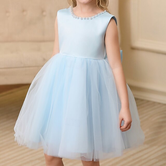 Kids Sleeveless Party Dress Wedding Girls' Color Solid